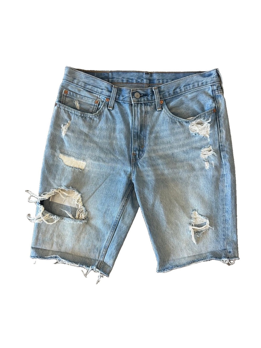 Levis 511 Mens 34 Distressed Cutoff Denim Shorts Jorts Ripped Frayed Grunge